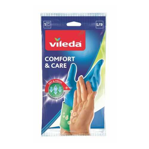 Перчатки для уборки Vileda Comfort & Care с кремом для чувствительной кожи рук размер L в Рубль Бум